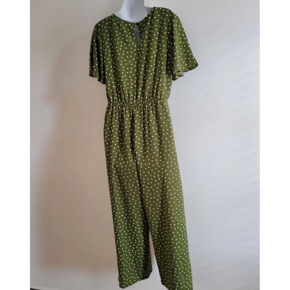 Xtraordinary Women's Olive Ivory Juniors' Printed Tie Front Jumpsuit - M - Picture 3 of 8